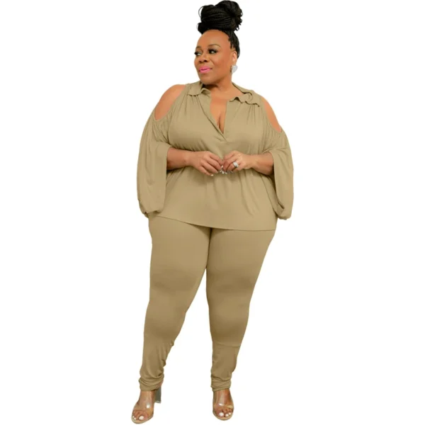 PlusxShe Statement Shoulder Legging Set Plus Size Fashion - Image 3