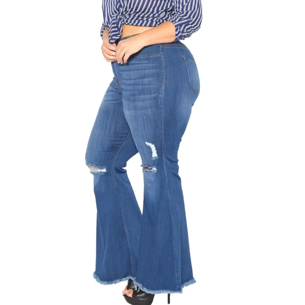 PlusxShe Distressed Flare Jeans Plus Size Fashion