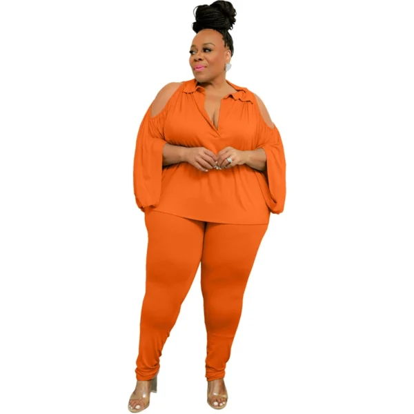 PlusxShe Statement Shoulder Legging Set Plus Size Fashion