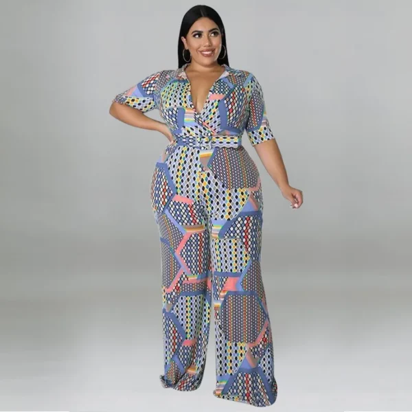 PlusxShe Pattern Play Jumpsuit Plus Size Fashion - Image 2