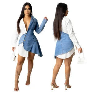 PlusxShe Denim Remix Dress Plus Size Fashion