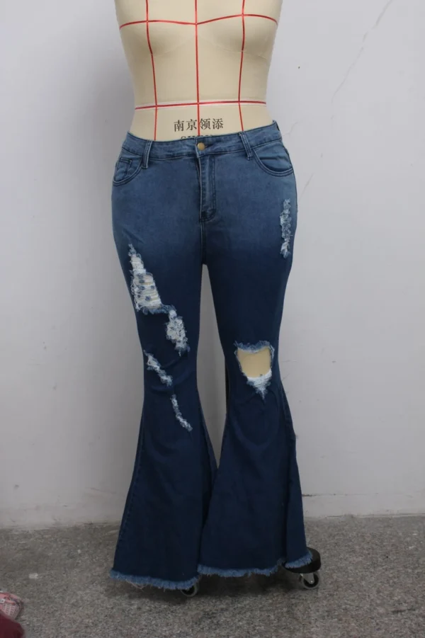 PlusxShe Ripped and Retro Jeans Plus Size Fashion - Image 2