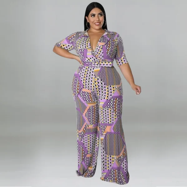 PlusxShe Pattern Play Jumpsuit Plus Size Fashion - Image 3