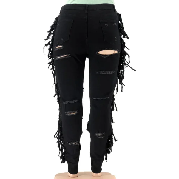 PlusxShe Ripped and Tasselled Jeans Plus Size Fashion - Image 3