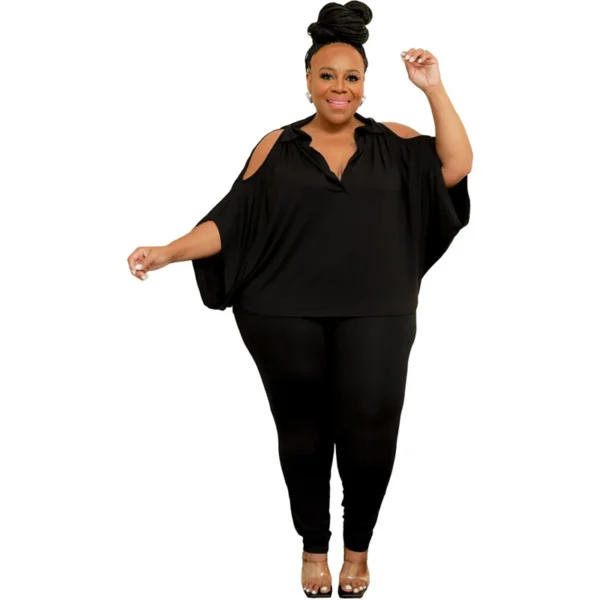 PlusxShe Statement Shoulder Legging Set Plus Size Fashion - Image 2