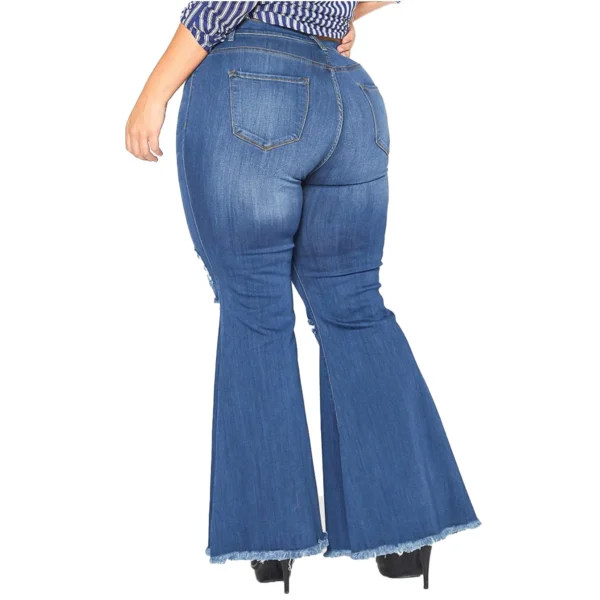 PlusxShe Distressed Flare Jeans Plus Size Fashion - Image 2