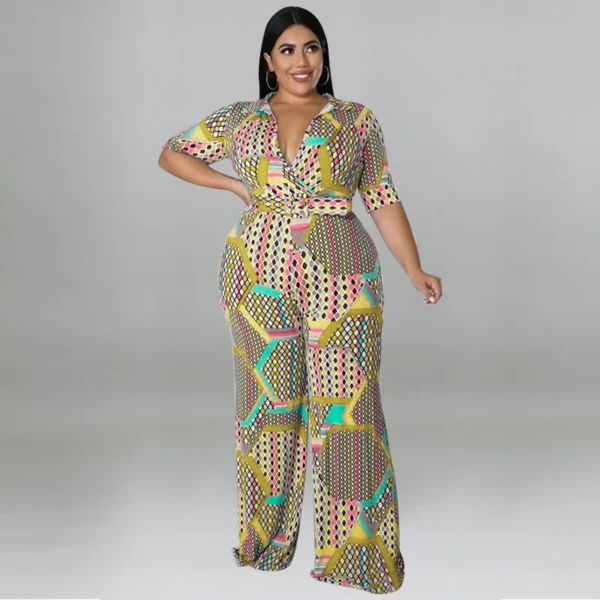 PlusxShe Pattern Play Jumpsuit Plus Size Fashion - Image 4
