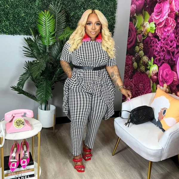 PlusxShe Checkered Contrast Set Plus Size Fashion - Image 3