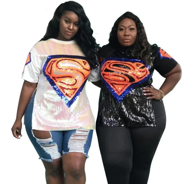 PlusxShe Sequin Shimmer Top Plus Size Fashion - Image 2