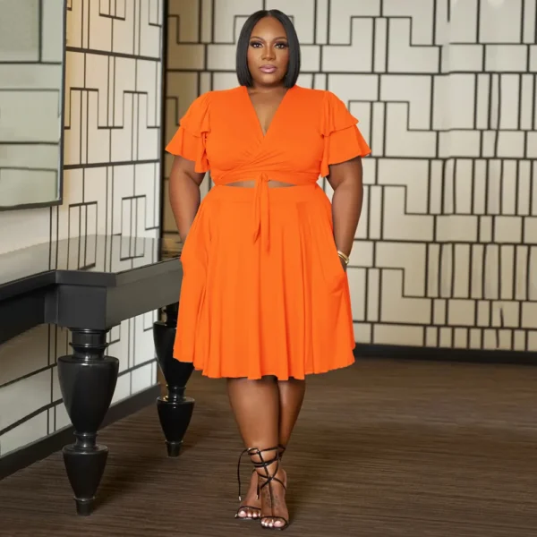 PlusxShe Ruffle & Tie Set Plus Size Fashion - Image 5