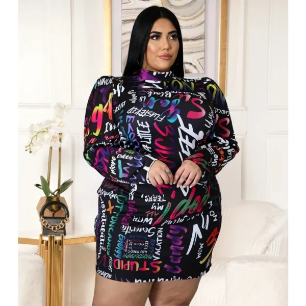 PlusxShe Wordy Bodycon Dress Plus Size Fashion