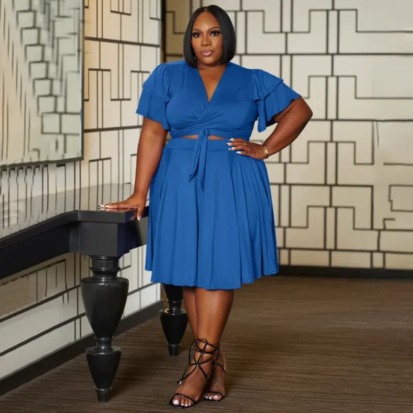 PlusxShe Ruffle & Tie Set Plus Size Fashion - Image 3
