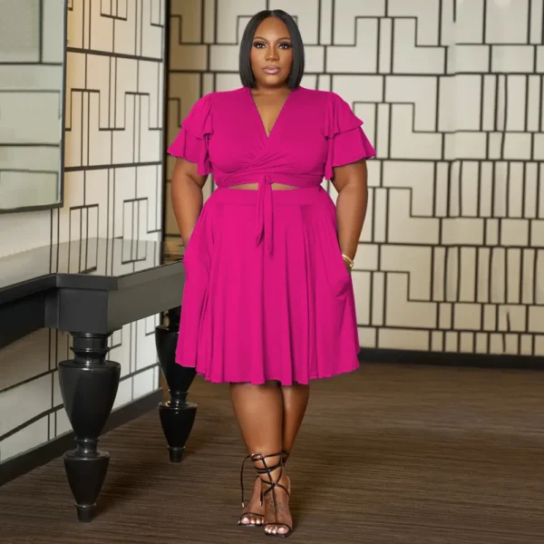 PlusxShe Ruffle & Tie Set Plus Size Fashion - Image 4