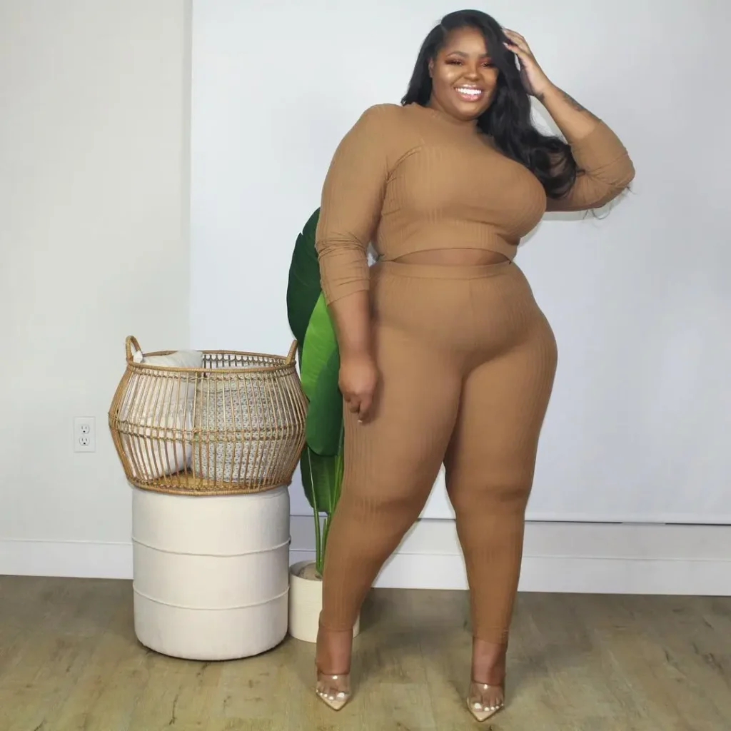 PlusxShe Crop Top & Legging Love Set Plus Size Fashion