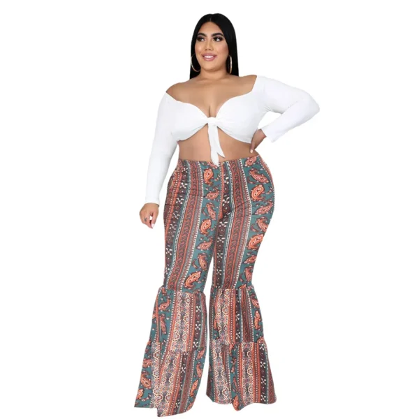 PlusxShe Vintage Flare Pants Plus Size Fashion - Image 3